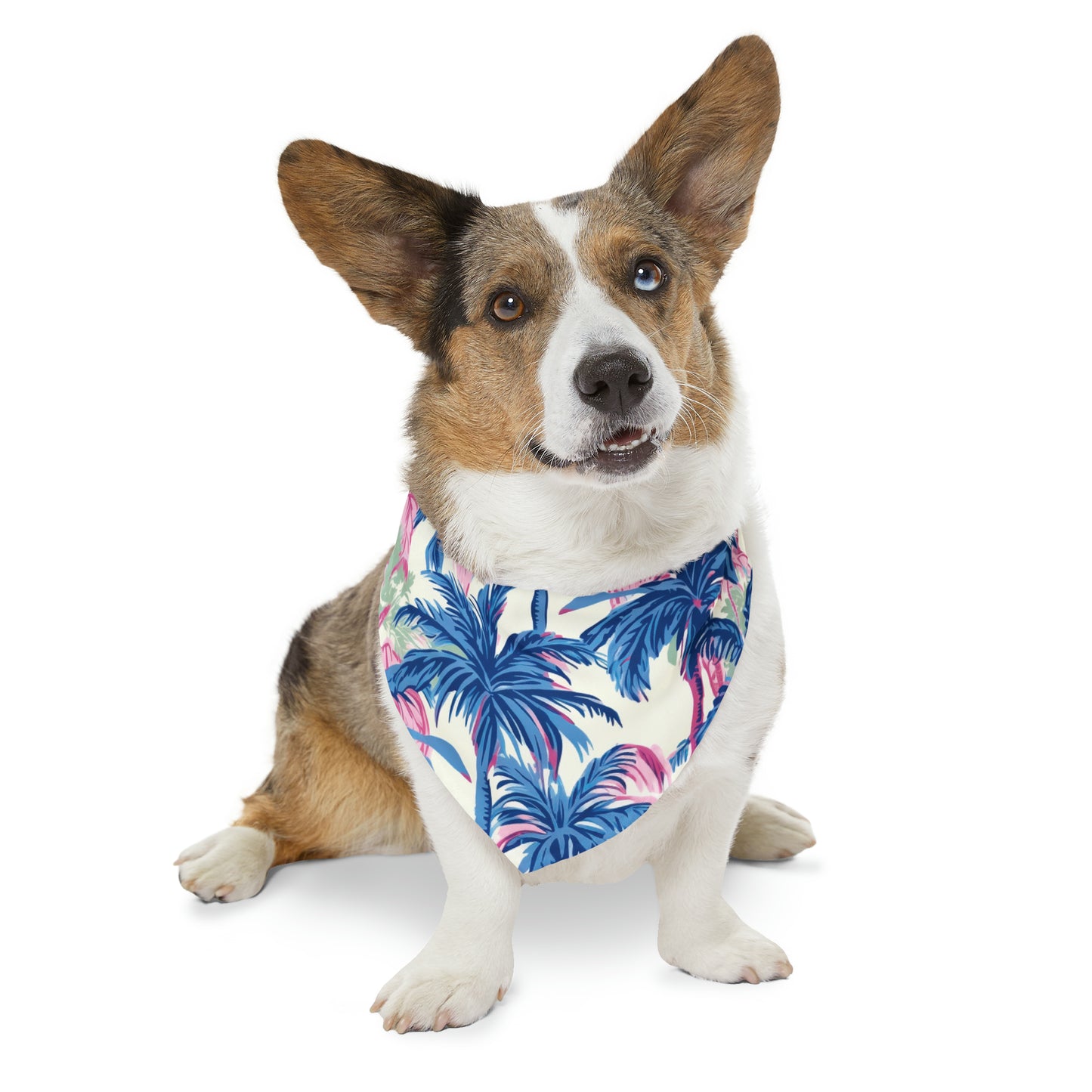 Pink & Blue Palm Tree Pet Bandana Collar