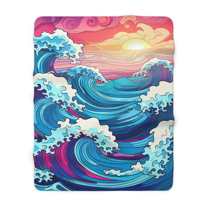 Wave Sherpa Fleece Blanket