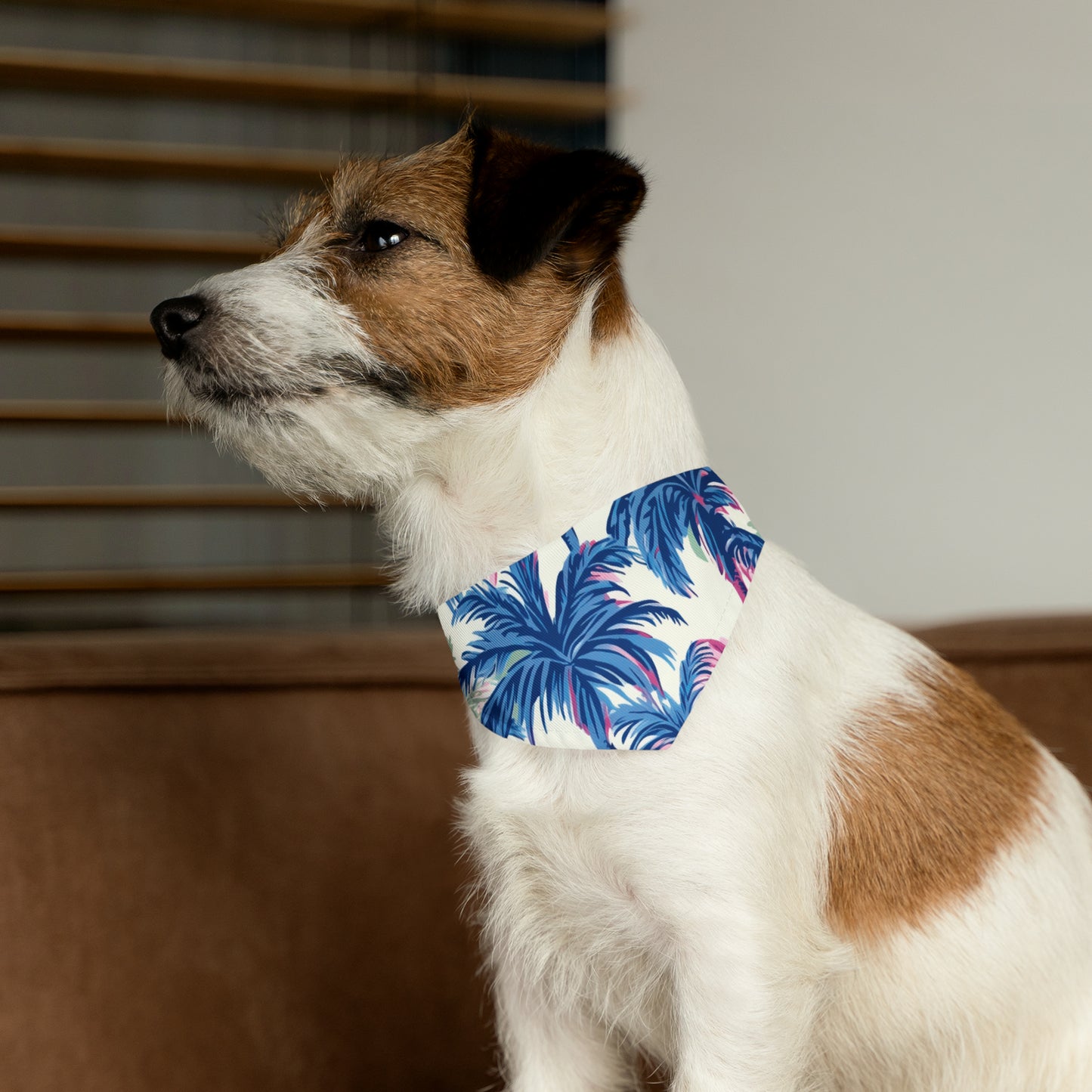 Pink & Blue Palm Tree Pet Bandana Collar