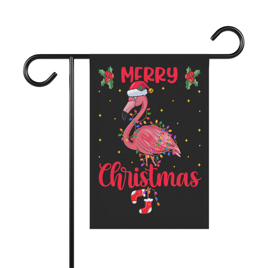 Merry Christmas Flamingo Garden Flag