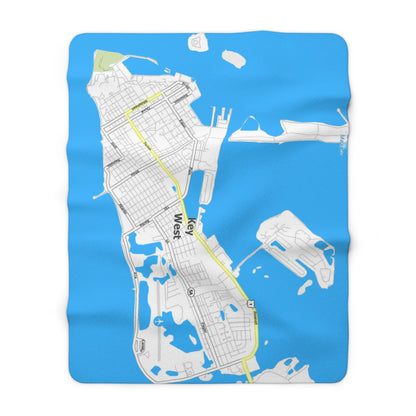 Key West Map Sherpa Fleece Blanket