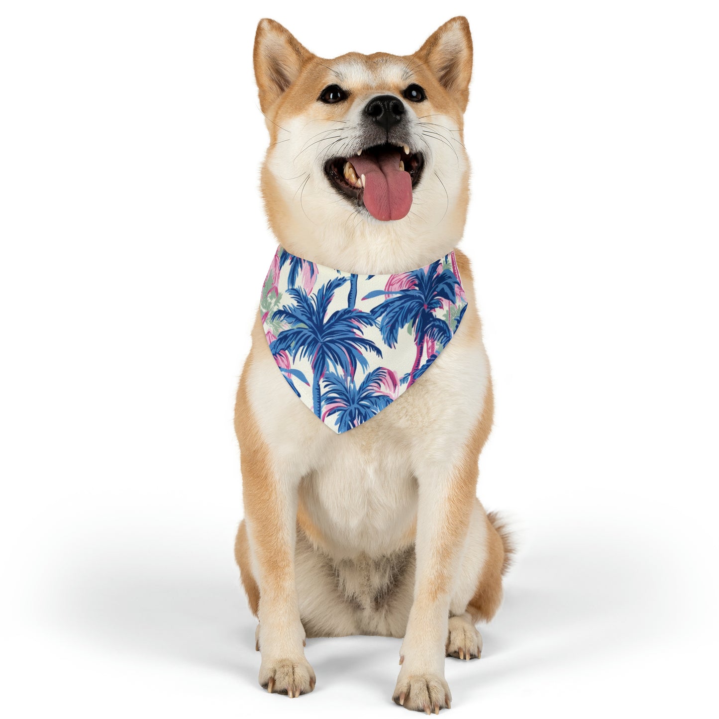 Pink & Blue Palm Tree Pet Bandana Collar