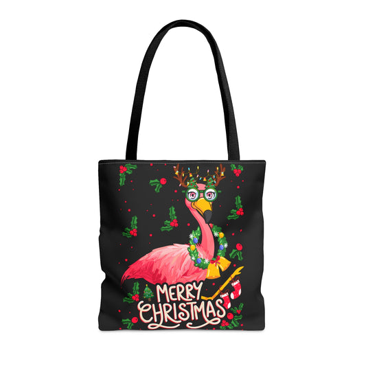 Merry Christmas Flamingo Tote Bag (AOP)