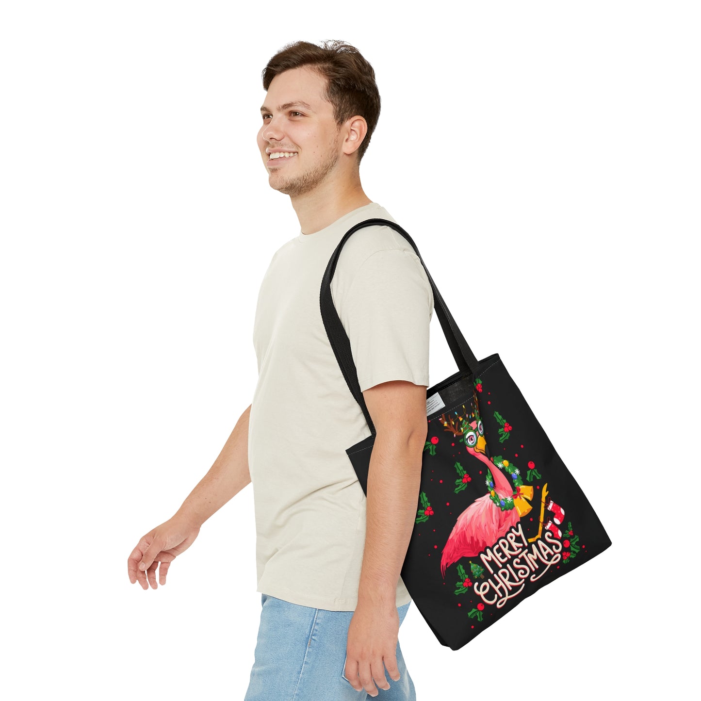 Merry Christmas Flamingo Tote Bag (AOP)