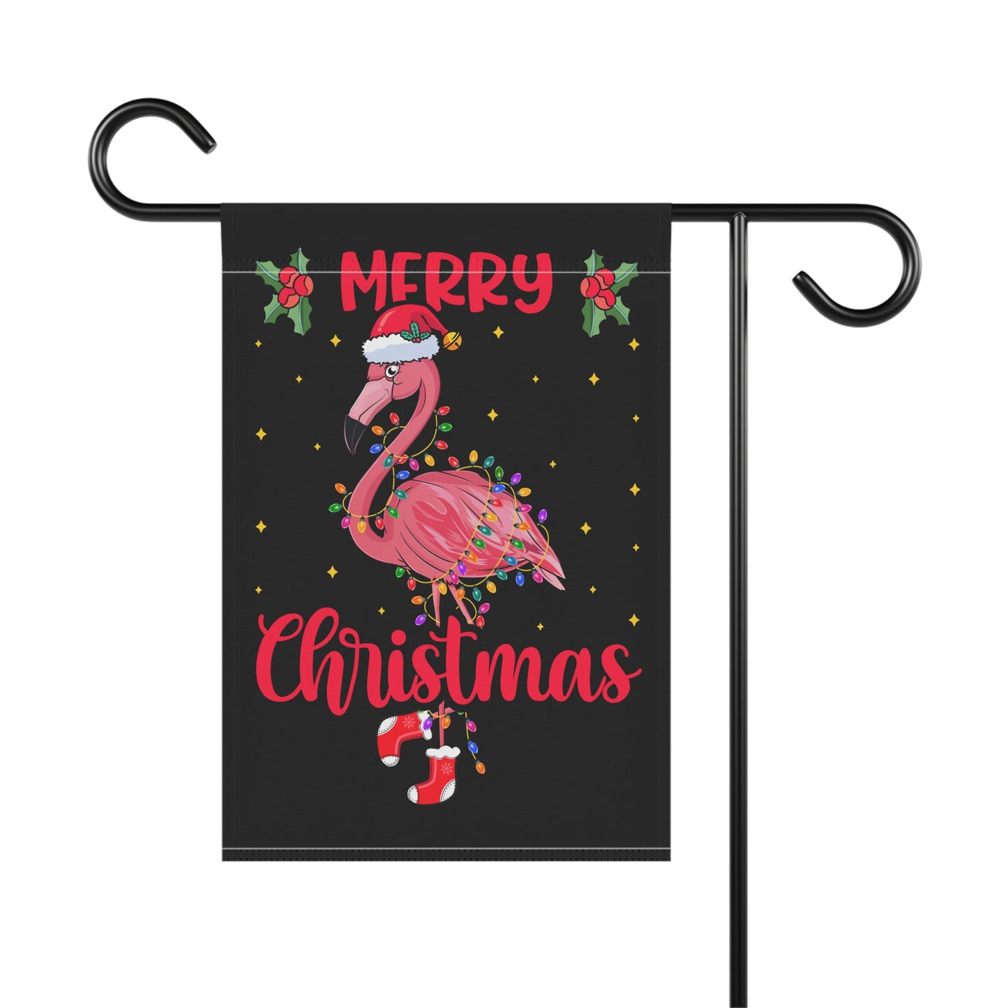 Merry Christmas Flamingo Garden Flag