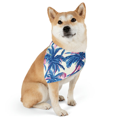 Pink & Blue Palm Tree Pet Bandana Collar