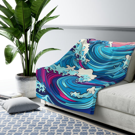 Wave Sherpa Fleece Blanket