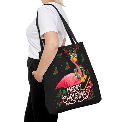 Merry Christmas Flamingo Tote Bag (AOP)