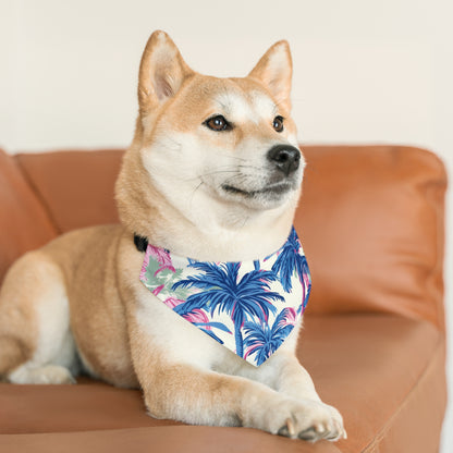 Pink & Blue Palm Tree Pet Bandana Collar